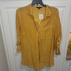 Velvet Heart Mustard Button-Up Blouse